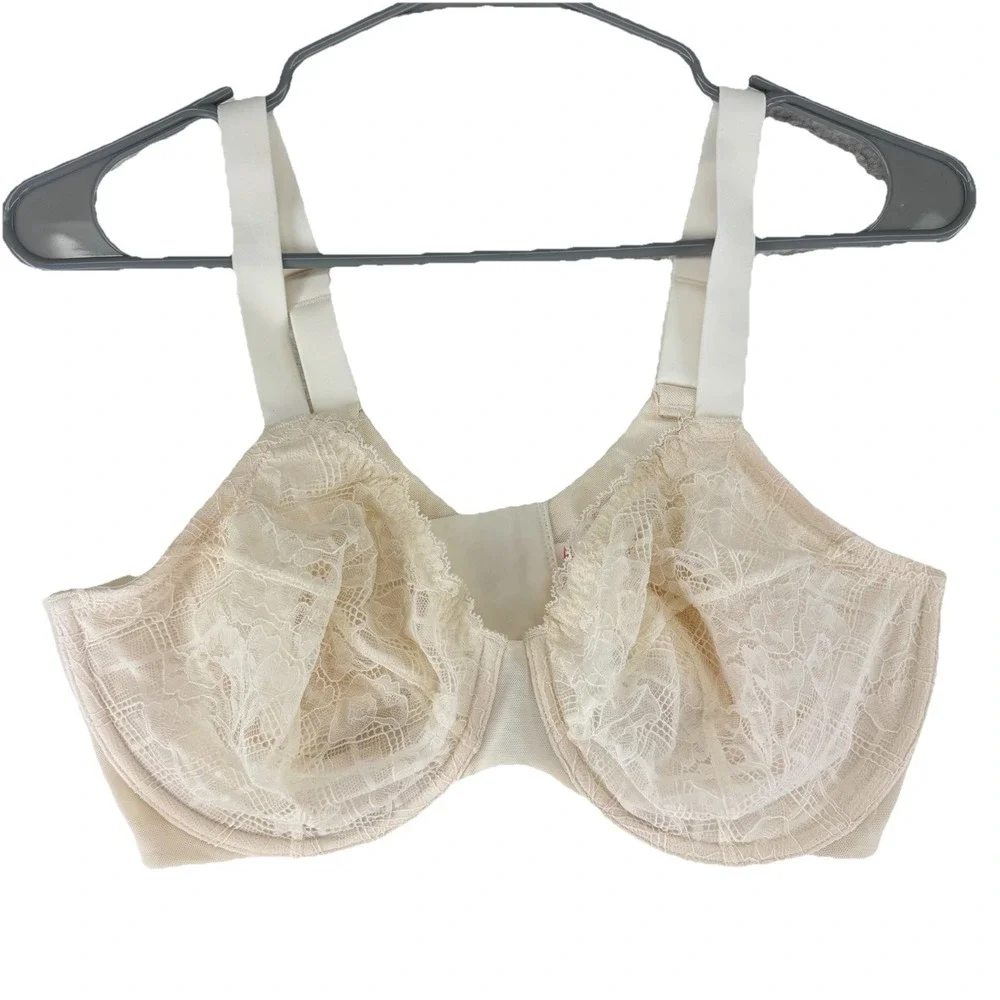 All Worthy Lace‎ Unlined Underwire Bra 38DD Ivory Hunter McGrady